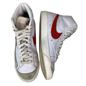 Nike Blazer Mid 77 White Red Swoosh Vintage Style Mid Men’s Sneakers Sz 6.5